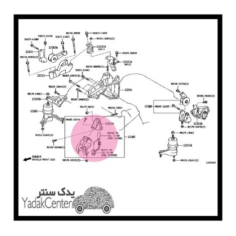  دسته موتور لکسوس RX350 2008 پایین چپ اصلی