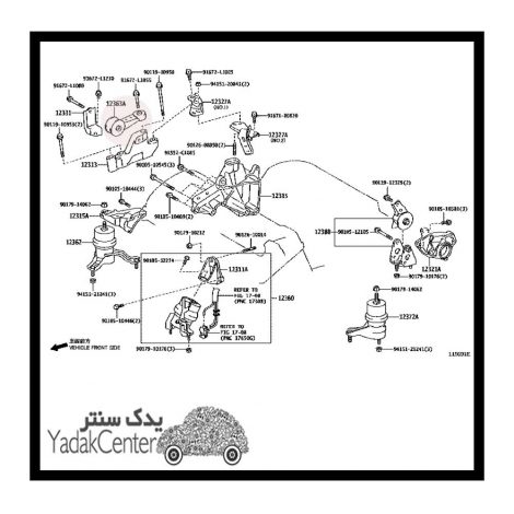  دسته موتور لکسوس RX350 2010 بالا راست اصلی